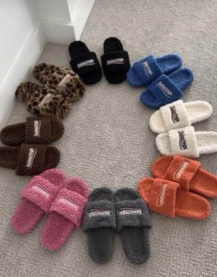 Balenciaga furry slides , dm for the size you need