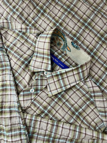 Georg Roth Los Angeles Men's Button Down Shirt, Brown/Green Plaid, Size Large - Picture 1 of 5