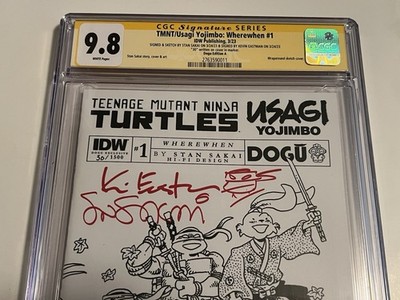 TMNT USAGI YOJIMBO #1 WHEREWHEN VARIANT CGC SS 9.8 SIGNED EASTMAN & SAKAI REMARK