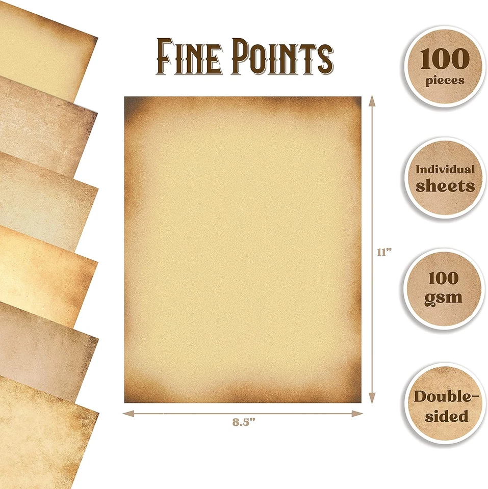 Stationery Paper, 100 Sheets, Aged Look Vintage Antique Old Fashion Parchment Pa - image 2 of 4