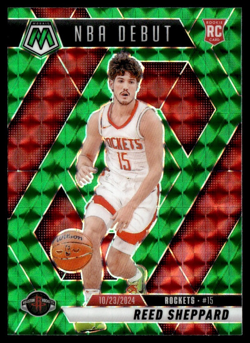 2024-25 Panini Mosaic Rookie Debut Green Reed Sheppard #252 B
