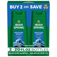 Irish Spring Moisture Blast Body Wash for Men, 20 Fl Oz 20 Ounce Pack of 2 