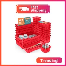 25 PCS Plastic Drawer Organizer Set, Makeup Organizers and Storage Bins