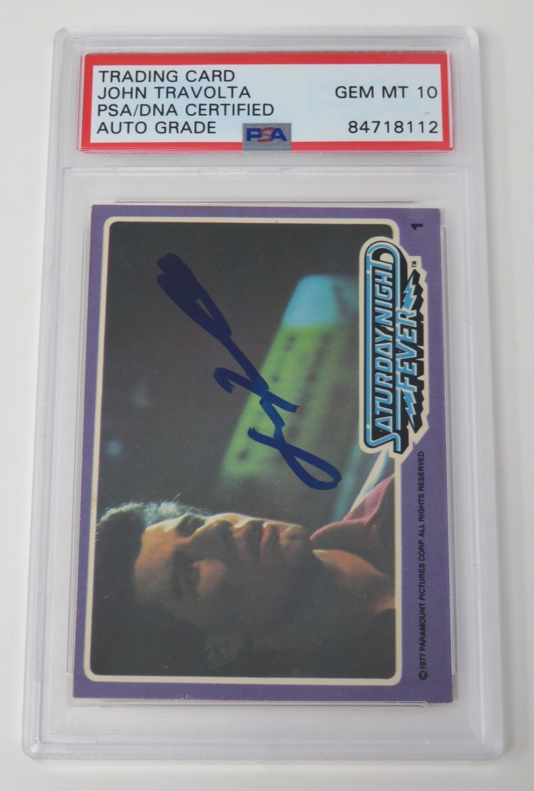 John Travolta SATURDAY NIGHT FEVER Signed 1977 Donruss Rookie Card 1 PSA 10 Auto