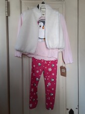 Forever Me Girls 3 Piece Outfit shirt/leggings/vest Size XS 4-5 NEW WITH TAG