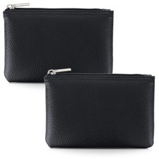 2 Pack Leather Zipper Coin Purse,Portable Change Wallet,Coin Pouch with Zippe...