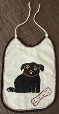 Vintage Hand Applique Puppy Dog with Big Bone Baby Bib