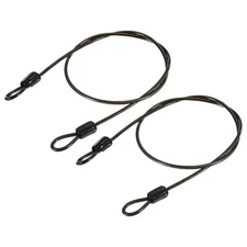 2Pcs Security Steel Cable 2.5mmx0.5m Coated Luggage Lock Rope W Loop Black New