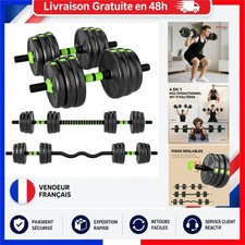 SPORTNOW Kit Haltères Réglables 3 en 1 Musculation 15/20/25/30 kg