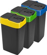 Recycling Bin Flap Lid Kitchen Waste Rubbish Bin Colour Coded Home Office 35-60L