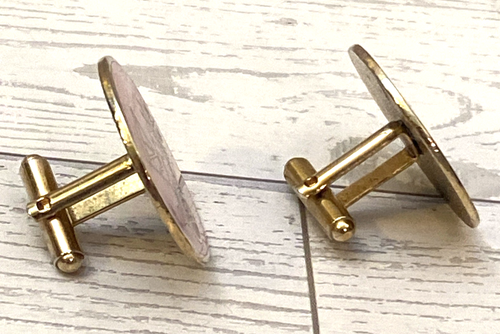 Vtg Ford Model T Pink & Gold Tone Enamel Cufflinks - Afbeelding 13 van 14