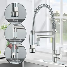 Kitchen Faucet Pull Down Sprayer Sink Swivel Single Handle 3 Holes Mixer Tap