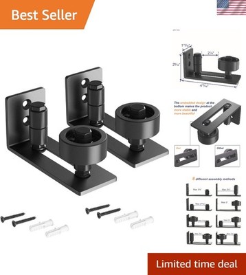Adjustable Black Barn Door Floor Guide - 2PCS, Perfect for DIY enthusiasts