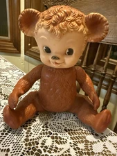Sun Rubber Co Sunny Teddy Bear 1958 Soft Vinyl Rubber 5 joint Rushton