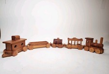 Vintage Solid Wood Train Set 33" Handcrafted  Finished Nursery Gift Child Gift