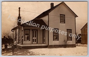 Galion, OH: RPPC 1909 Winter Home Exterior - Vintage Ohio Real Photo Postcard