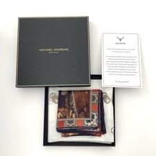 Michael Andrews Bespoke Italian Silk Pocket Square “Fury of the Stag” Dalmore