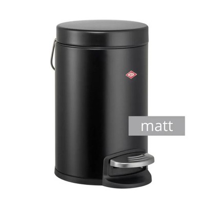 WESCO Kosmetikeimer 3L mattschwarz Stahlblech Tretmülleimer rund 113