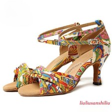 Women's Fashion Latin Dance Shoes Ballroom Middle Heel Salsa Cross Straps Shoes