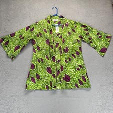 Lapogee Womens Open Front African Wax Print Tunix Dress Green Size L