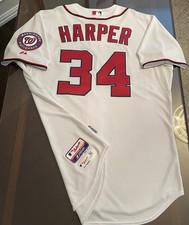 2014 Issued/Used Bryce Harper #34 Washington Nationals Authentic Majestic Jersey