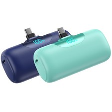 2 PacksMini Portable Charger for iPhone 17/16,5500mAh LCD Display USB C Power...