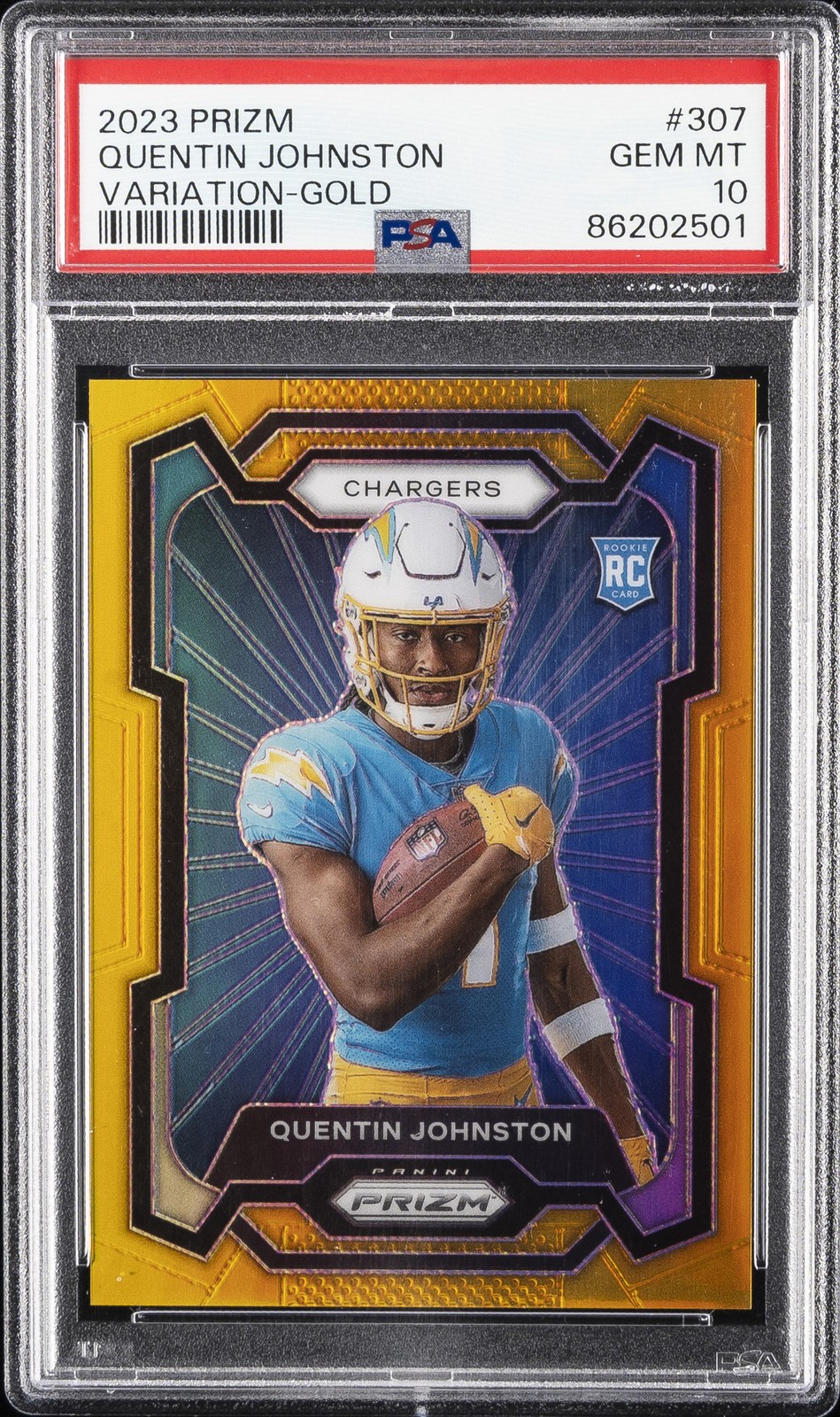 2023 PANINI PRIZM VAR-GOLD #307 QUENTIN JOHNSTON 9/10 PSA 10
