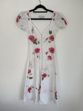 Asos Tea Dress Embroidered Floral Print 100% Linen Women’s Size 8