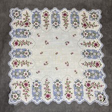 Vintage NWT Floral Handkerchief lavender Green White Blue 13.5  X 13.5  Hanky