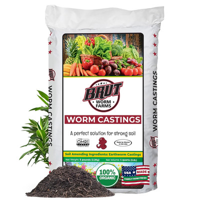 Brut Organic Worm Castings for Plants 5 LB   Natural Nutrients, Fertility Builde