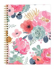 FVBAO Spiral Journal Notebook for Women,Cute A5 College Pink Green Flower