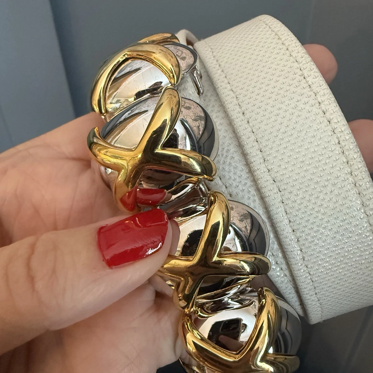 Vintage Womens M/L White Snakeskin Waist Belt Gold Clasp Retro Western Boho Snakeskin Skinny Textured Belts for Women for sale | eBay main image 2