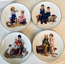 Norman Rockwell Vintage Limited Edition Collector’s 6.5” Plates 1984 Set Of 4