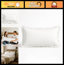 Ruffled Body Pillowcase - Soft Cotton Satin Weave, Breathable Cover, 20x54" Whit