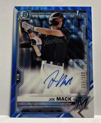 2021 Bowman Draft JOE MACK 1st Bowman BLUE WAVE Refractor AUTO /150 #CDA-JMA