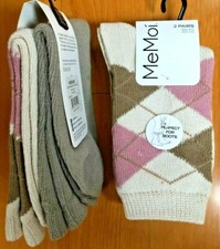 MeMoi Womens 2 Pair 98 Cotton Wonderful Crew Socks Size 9-11 Shoe sz 4-10