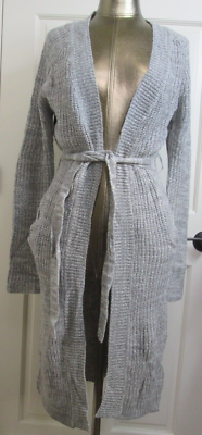 The Fashion District Gray Open Cardigan Womens Size L Long Ties At