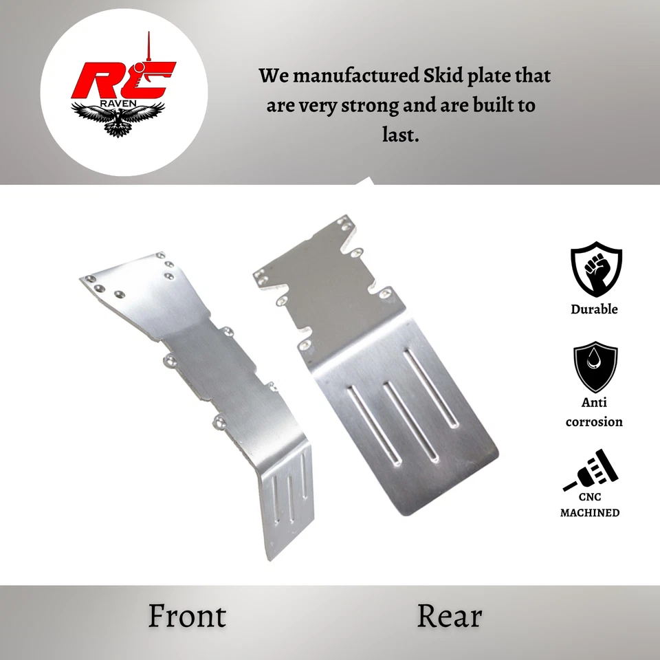 T-Maxx, E-Maxx Brushed Finished Aluminum skid plate set NEW Front and Rear - Image 3 of 4