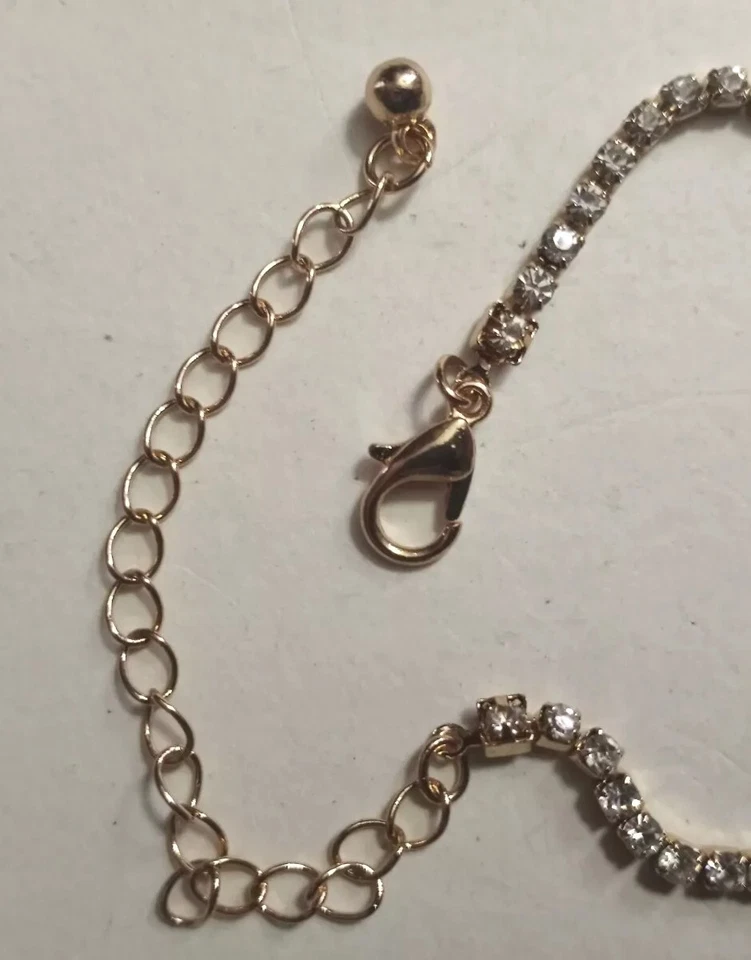 Rosegold Cubic Zirconia Tennis Choker Bridal Glam Necklace  NEW - Image 4 of 4