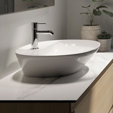 RAK Variant Oval Countertop Wash Basin 600mm Wide 1 Tap Hole - Alpine White