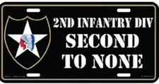 U.S. Army 2nd Infantry DIV SECOND TO NONE Black 6"x12" Aluminum License PlateUSA