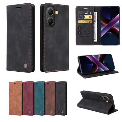 Leather Magnetic Wallet Phone Case For Xiaomi 14T 13T 12T 11T Poco X7 F5 X3 F6