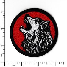 12 Pcs Embroidered Iron on patches Howling Wolf Red Moon 72x72mm AP016wG