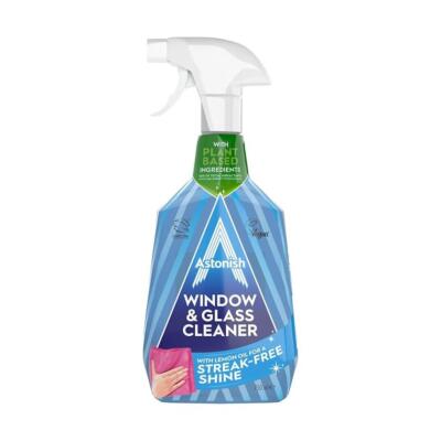 Astonish Window & Glass Cleaner with Lemon Oil 750ml, Streak-Free Shine, Vegan
