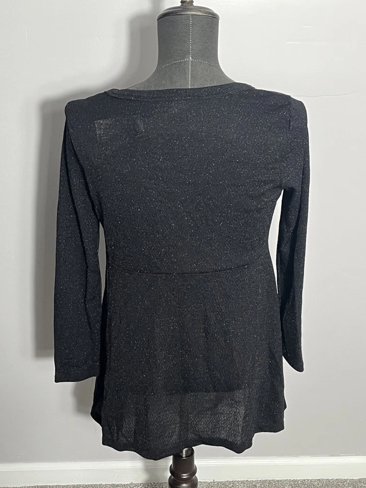 Suéter assimétrico Context Lord & Taylor preto/prata lurex ombré novo com etiquetas tamanho: G - Imagem 2 de 4