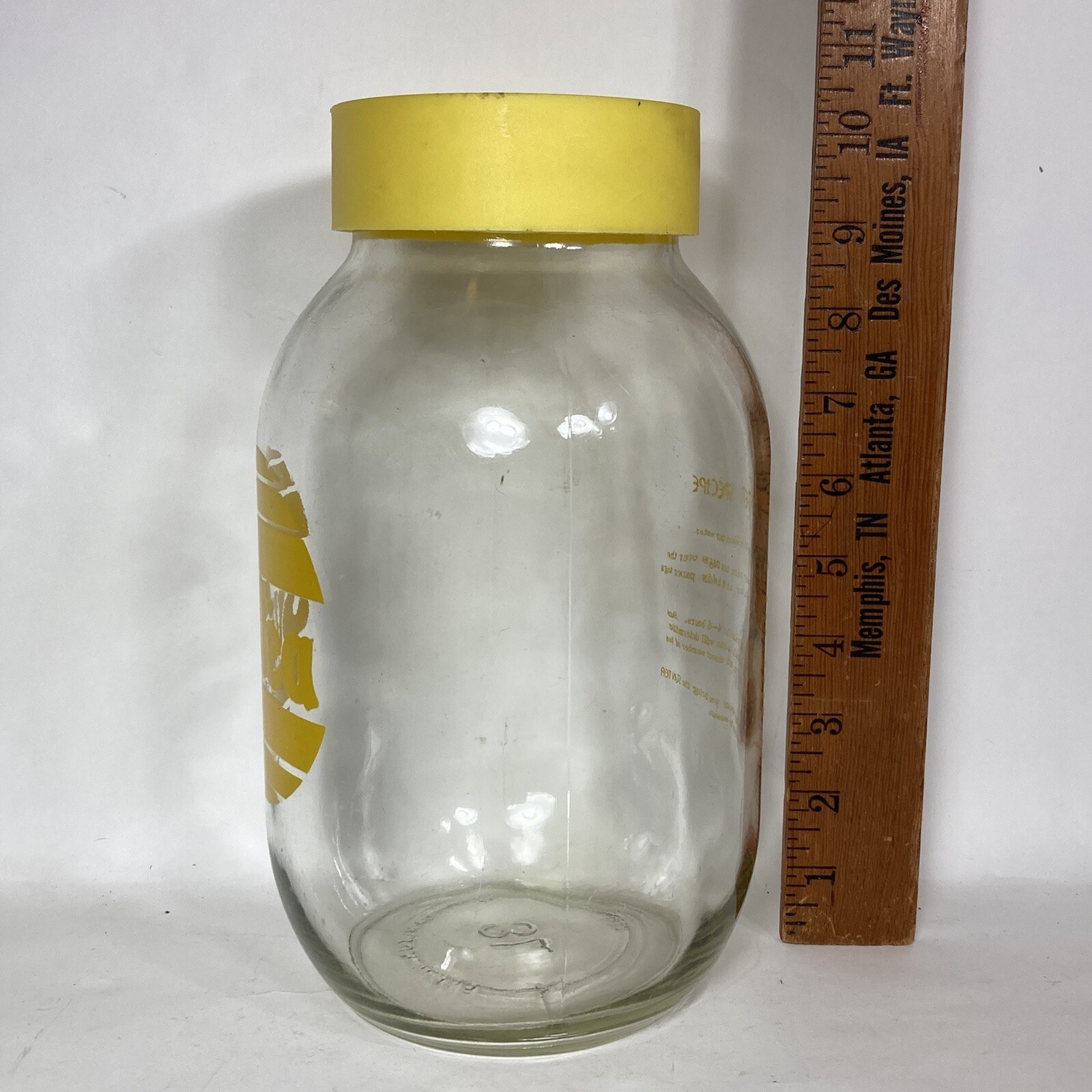 Vintage SUN TEA Gallon 3L Glass Jug Sun Tea Jar Yellow Recipe Made In USA 1970s