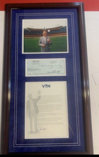 VIN SCULLY AUTOGRAPHED FRAMED WITH VIN LETTER  8 X 10 PHOTO JSA COA