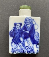 Chinesische Schnupftabakflasche, Chinese Blue White Porcelain/Jade Snuff Bottle