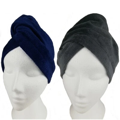100% Cotton Hair Turban Towel Drying Turbie Loop & Button Bath twist Hair Wrap