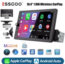 10.4" Single DIN Car Stereo Wireless Apple CarPlay Android Auto Head Unit AUX FM